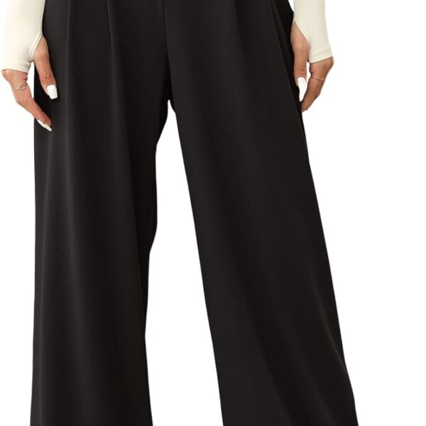 Women'S Wide Leg Pants Elastic High Waisted Waffle