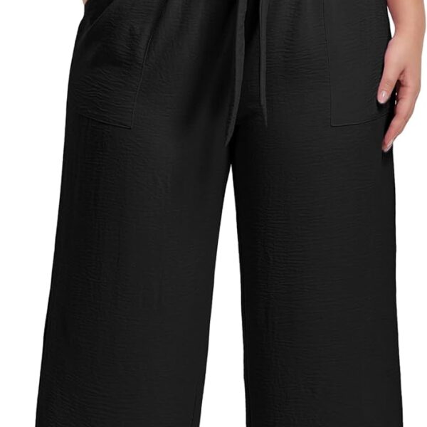 Women'S Casual Plus Size Pants High Waisted Self-Tie